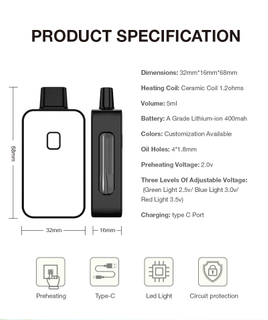 Custom Logo HHC Disposable Empty 4.5g 5g Vape Pen