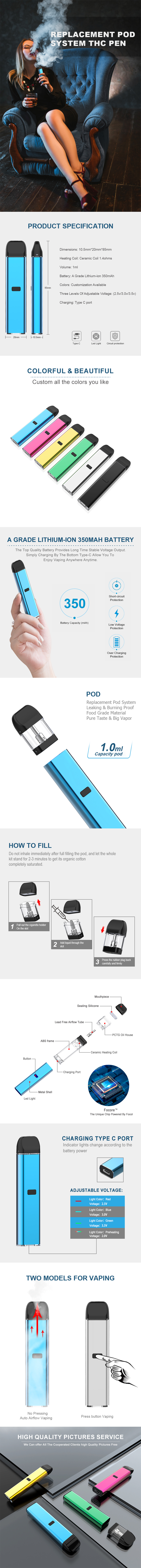 THC CBD HHC THCO DELTA 8 Disposable vape pen pod