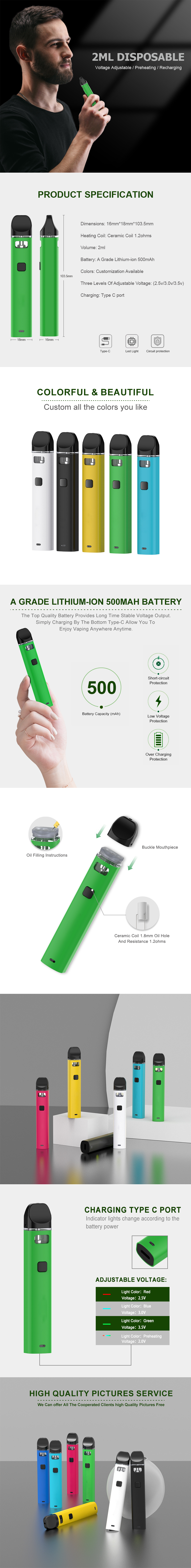 2ml empty hhcp hhco thc disposable vape pen